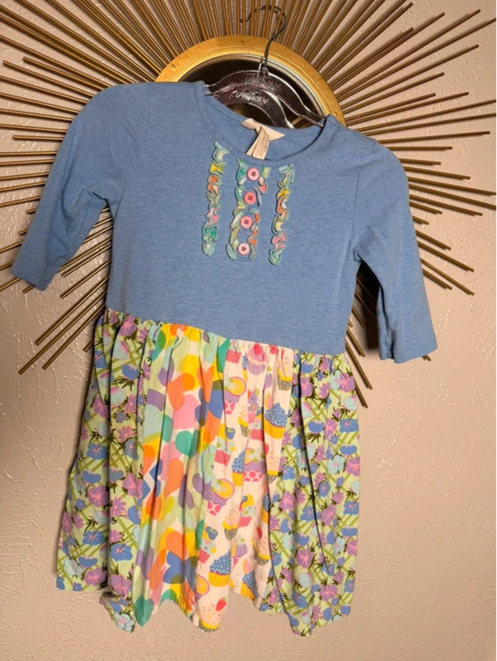 Matilda Jane Blue Multicolored Dress Cupcakes Heart Size 6 Birthday